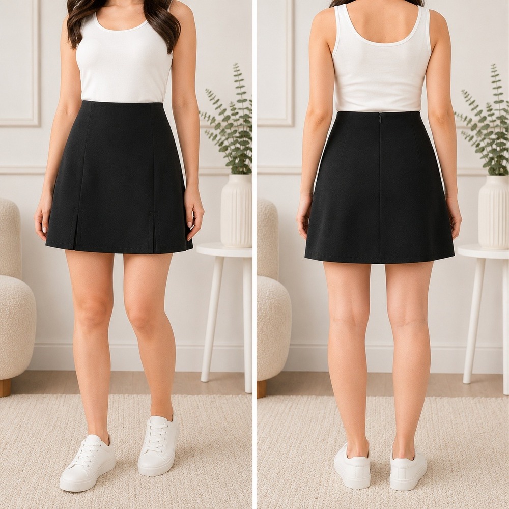 Reformation Mini Skirt Women's 6 Black Slit High Rise Viscose Rayon Black USA